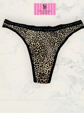 Victoria's Secret Size M Leopard Print high-leg Thong Tan & Black